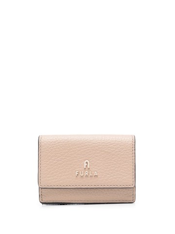 Furla - tri-fold logo-plaque wallet - women - Calf Leather/Viscose - One Size - Brown