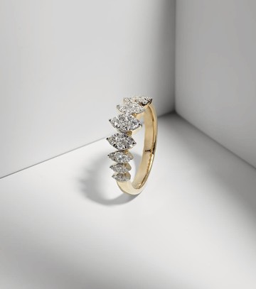 Stone and Strand Fern 14kt gold ring with diamonds
