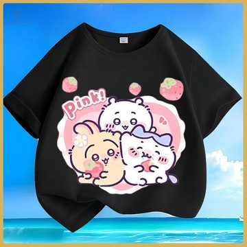 爆款熱推💖夏上新 夏季新款吉伊卡哇卡通印花男女小中兒童短袖圓領百搭寬鬆休閒上衣 NG4O