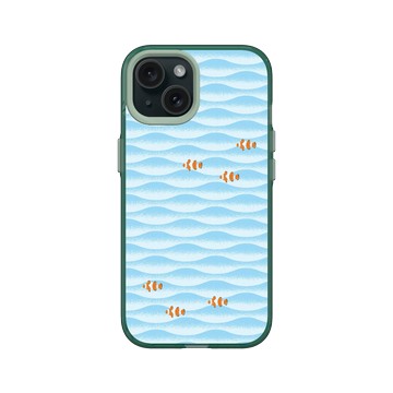 iPhone 15 Clear 憂墨綠 - Ocean Collection: Let's Sea 海洋系列：一路向海 - 海波交響（小丑魚）