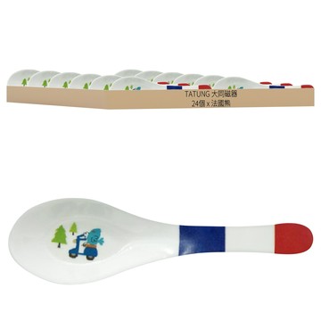 TATUNG 大同磁器 美耐皿24入組 可愛兒童餐具 輕巧耐用 家庭聚餐適用  法國熊  1組  湯匙