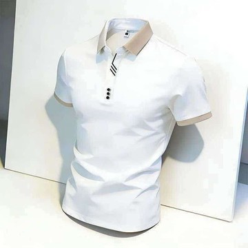 專櫃正品特價男士冰絲短袖polo衫V領爸爸裝印花高檔t恤夏季男裝