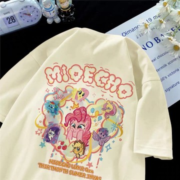 Mimo⭐新款小馬寶莉卡通夏季女童純棉短袖T恤寬鬆中大童上衣