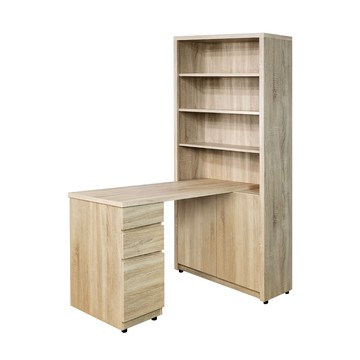 IHouse-樂活 L型式轉角書桌/書桌櫃/雙門書櫃B梧桐_右側