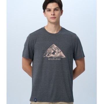 【WILDLAND荒野】男經典鹿頭圓領上衣深灰色