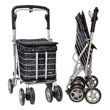 【海夫健康生活館】YL 置物大空間 保暖袋設計 銀髮族 購物助行車 風鈴綠葉(NO.68-103)