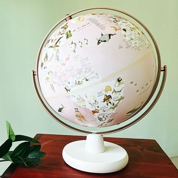 【WUZ屋子】SkyGlobe 10吋粉色童話動物版360度旋轉木座地球儀(中英文對照)