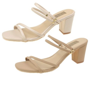 【白鳥麗子】可兩穿 MIT韓版氣質優雅斜系帶金屬環高跟涼拖鞋 店長推薦