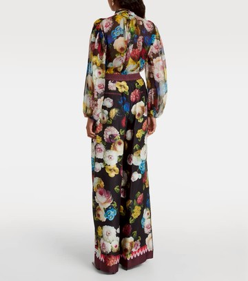 Dolce & Gabbana Floral high-rise silk wide-leg pants