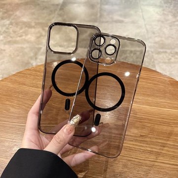 云寅適用于蘋果16promax手機殼新款超薄透黑iPhone16plus自帶鏡頭膜15輕薄手感14無線磁吸防摔13高級感12男女