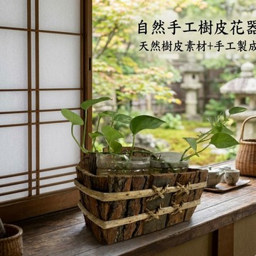【自然屋精品】天然樹皮花器 原木樹皮花器 自然風居家擺設 環保自然風裝飾 回歸自然本質，創造生活藝術