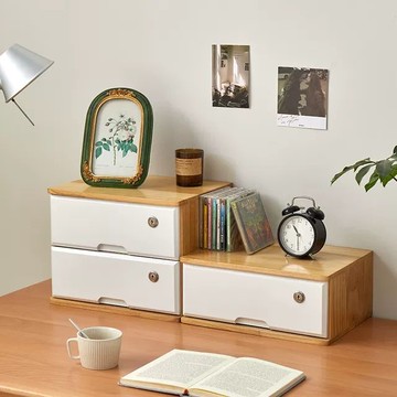 實木桌面收納抽屜帶鎖收納盒整理盒收納櫃辦公雜物宿舍文件櫃J-69公司貨