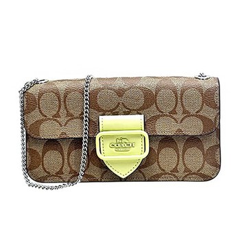 COACH  Morgan C LOGO 鏈帶斜背包(駝+黃)