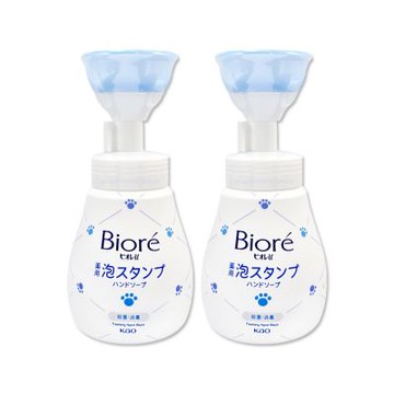 (2瓶超值組)日本KAO花王-Biore貓掌造型綿密泡泡香氛潔淨洗手慕斯240ml/手壓瓶(蜜妮弱酸性淨膚泡沫洗手乳,手部護理溫和去污清潔露,家庭用趣味潔手液)