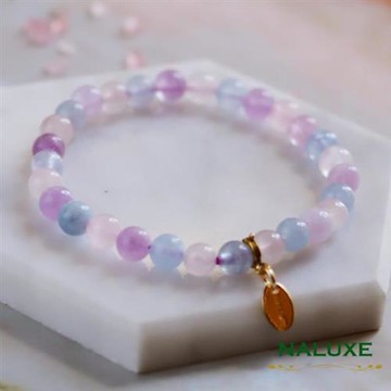 水晶【Naluxe】海藍寶紫水晶粉晶設計款開運手鍊(招貴人旺桃花開智慧)