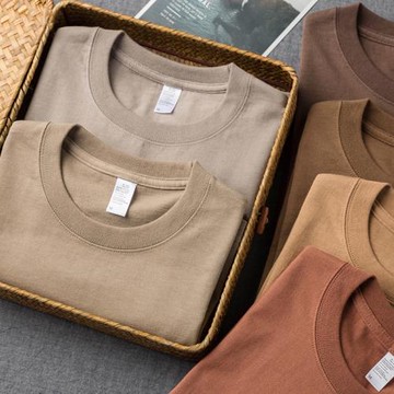 270g重磅大地色系短袖t恤 日系素色精梳棉夏季男女款阿美咔嘰打底