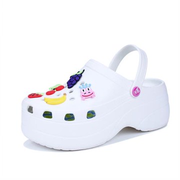 2025沙灘鞋女海邊松糕厚底拖鞋女夏時尚卡通外穿沙灘洞洞鞋女拖鞋