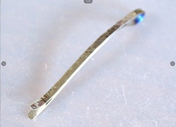 titanium hairpin・略顯成熟的純鈦髮簪・圓形鎚紋・尾部藍色・接單訂製