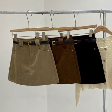 【太妮絲F315】送皮帶 韓系 內有安全褲 小個子 高腰 防走光 A字裙女 短裙 包臀