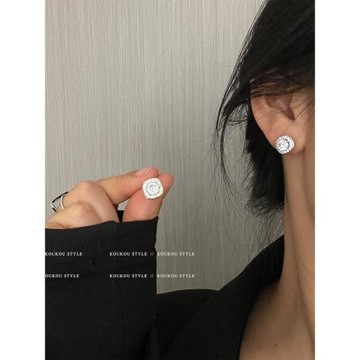 爆閃鋯石耳釘法式方形耳環簡約女耳釘2023年新潮韓國氣質百搭簡約