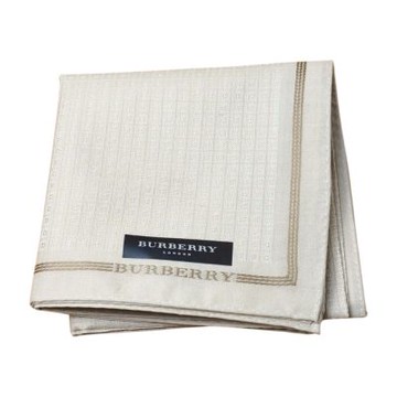 BURBERRY 巴寶莉米杏緹花織帶邊飾經典字母LOGO帕領巾(杏色系/50CM)