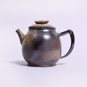 明芽窯 l 柴燒自然釉落灰後手壺 茶壺 陶壺 陶藝品 蒐藏品 H4
