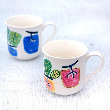 柿子圖案（玫瑰粉紅）馬克杯