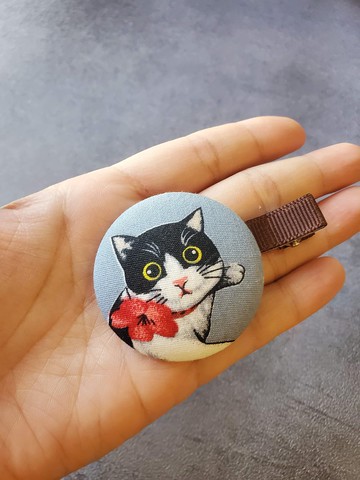 貓咪 柴犬 4.5cm  馬卡龍髮飾  髮圈 髮夾 別針  布包釦 髮飾 Cat