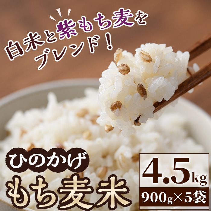 ＜新米・令和5年産＞宮崎県日之影町産もち麦米(900g×5袋) 