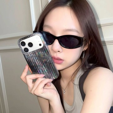 韓繫個性黑色銀色冰川紋適用防摔殼 iphone17promax手機殼16 15 14 13 保護套 蘋果保護殼 不撞款