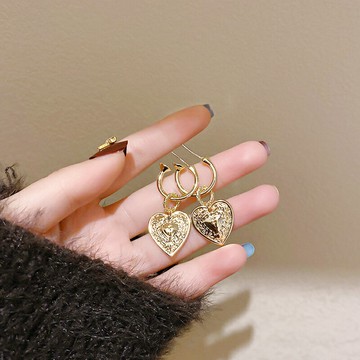 925銀針復古愛心耳環女網紅設計感耳墜時尚潮流氣質耳飾女