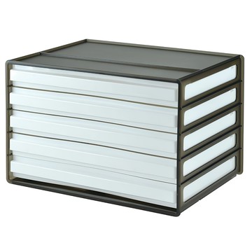 livinbox 桌上型文件櫃 A4橫式 DDH-105 PS耐衝擊配方  黑透 + 白抽  5抽