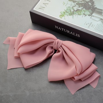 HanNal 雷射切割雪紡大蝴蝶結自動夾  粉色