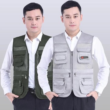 馬甲 夏季透氣馬甲 多口袋馬甲 攝影馬甲 戶外釣魚背心 中年男士坎馬甲 夏季網眼透氣馬甲 薄款歪討 登山馬甲