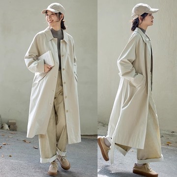 設計所在 獨家高端限量系列 強捻100長絨棉風衣外套長版有襯