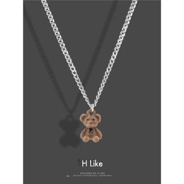 甜美秋冬泰迪熊可愛項鏈吊墜少女百搭毛衣鏈鎖骨個性小眾設計禮物