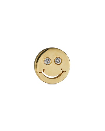 14k Diamond Happy Face Stud Earring, Single
