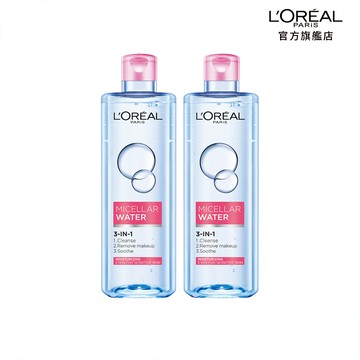 巴黎萊雅 三合一卸妝潔顏水 保濕/清爽/玻尿酸高效溫和型 400mlX2 | 官方旗艦店  卸妝