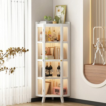 【含稅/免運】 轉角柜落地收納餐廳角落柜墻邊三角柜邊角置物柜客廳臥室展示柜子