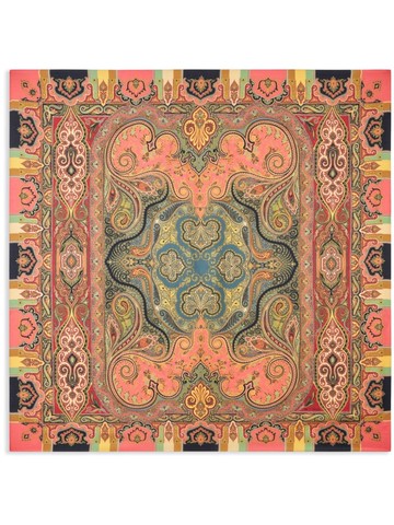 ETRO - paisley-print square scarf - women - Silk/Wool - One Size - Pink