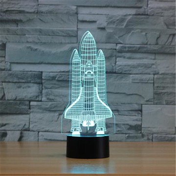 航天飛機3d小夜燈插電觸摸變色臥室床頭燈節日氛圍燈禮品裝飾臺燈
