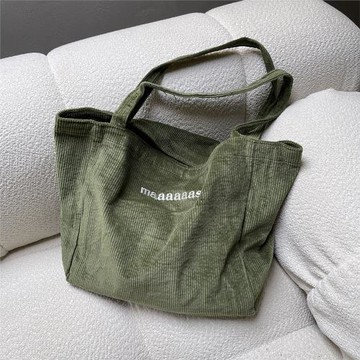 韓版休閑文藝單肩包ins字母刺繡帆布購物袋大容量時尚網紅女包