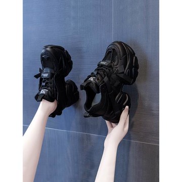 內增高老爹鞋網面透氣小白鞋女鞋2024夏季新款爆厚底運動休閑松糕