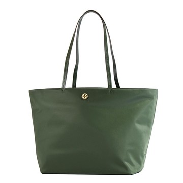 TORY BURCH 金屬標高密度尼龍拉鍊托特包-羅勒綠