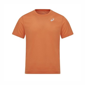 Asics 男女 T恤 運動上衣 休閒短袖 亞洲版 橘 [2031E355-800]