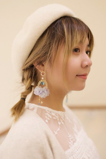 星辰大海系列 - 蔚藍星塵永生花耳環