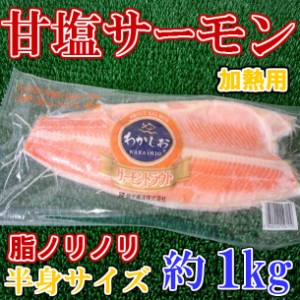 脂ノリノリ 甘塩 サーモン 半身 大サイズ 約1kg (1枚) のし対応 お歳暮 お中元 ギフト BBQ 魚介