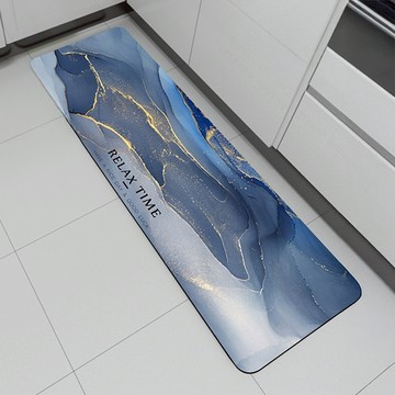 波蘭復古花磚珪藻土軟式地墊【大理石寶石藍45*200cm】 珪藻土地墊 速乾 吸水  廚房 軟式地墊 浴室地墊   軟地墊 浴室 矽藻土地墊 柔軟