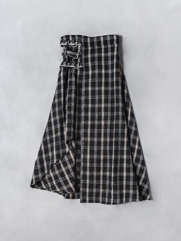 格紋綁帶裙/黑色/均碼/hellcatpunks/hcp-sk-0072
