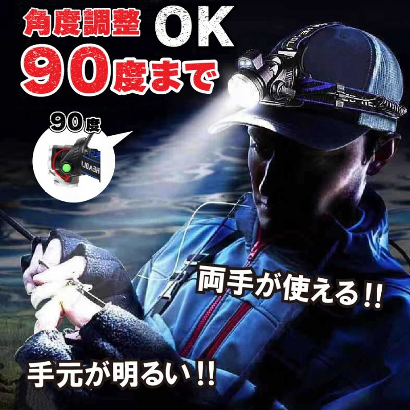充電式LEDヘッドライト IPX6防水仕様 5200mAh大容量 USB充電式 】 自転車ヘッドライト 防水 LEDヘッド